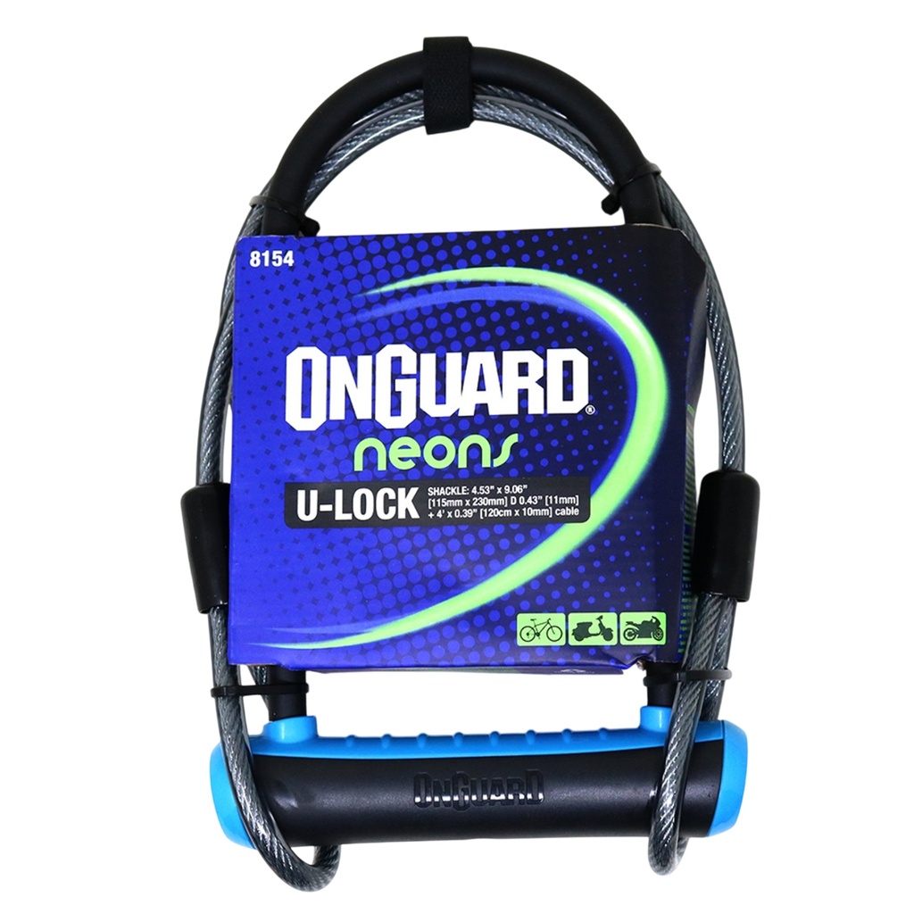 CERRADURA EN U ONGUARD 8154BU NEON CELESTE 120CM X 10MM       V-1 (-)