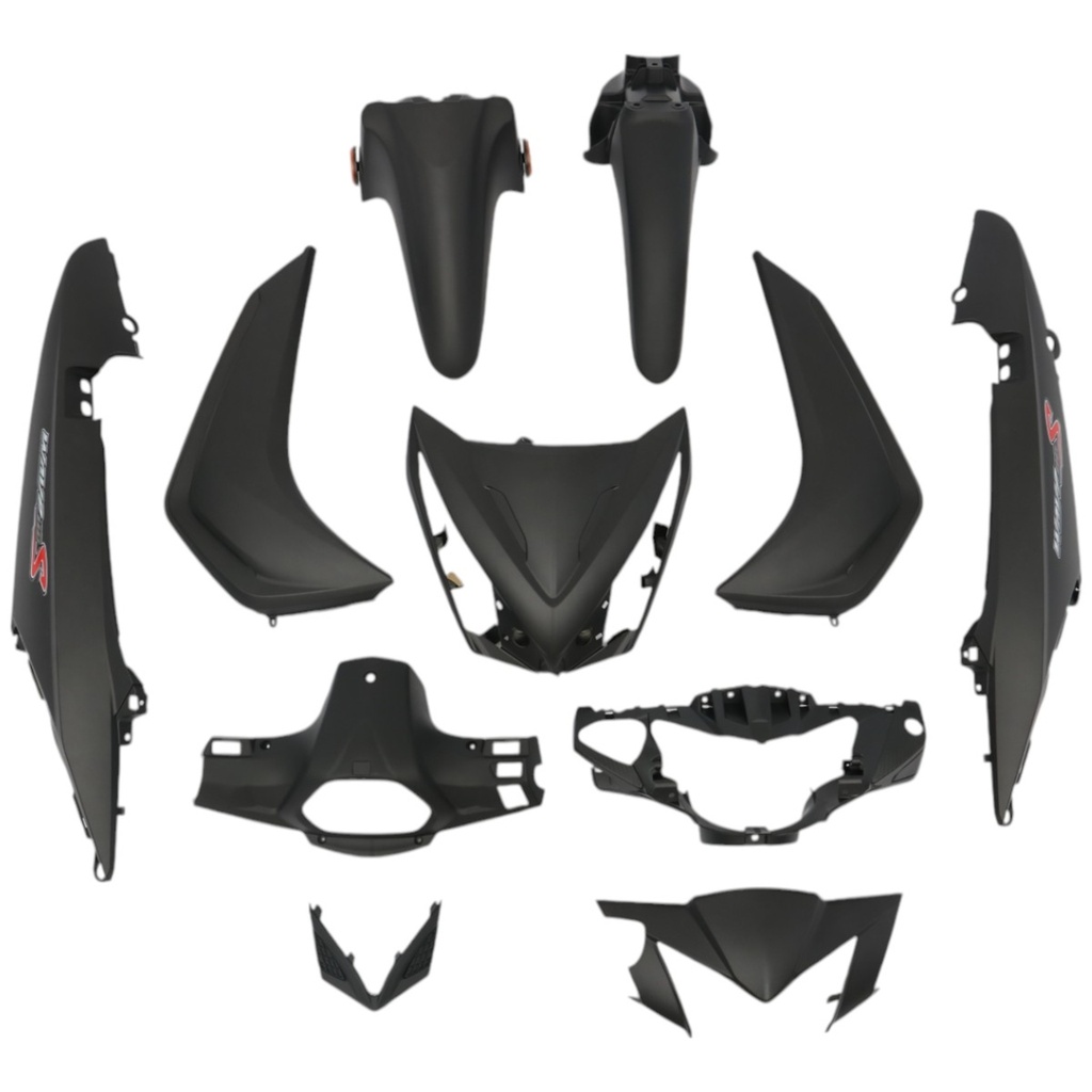 KIT DE PLASTICOS COMPLETO MTC WAVE110S NEGRO MATE     - (VIA-A5)