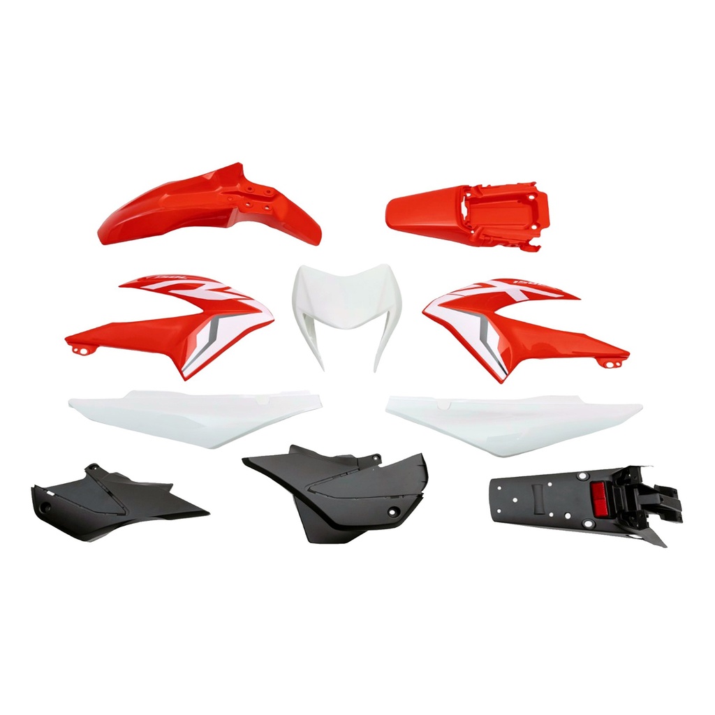 KIT DE PLASTICOS COMPLETO MTC XR150L ROJO / BLANCO 2014-2023     - (VIA-A4)