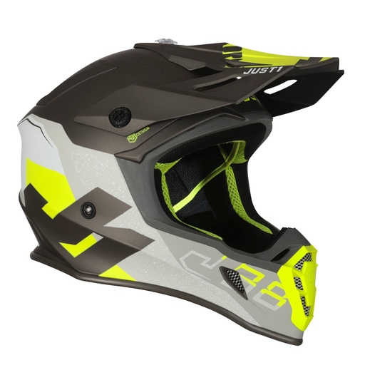 [J38076] CASCO MOTOCROSS J38 JUST1 KORNER FLUO YELLOW / TITANIUM TALLA XL