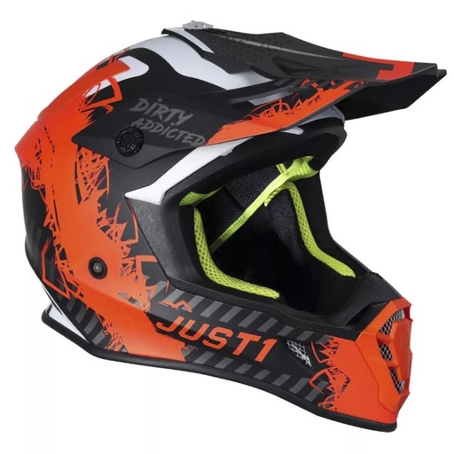 [J38045] CASCO MOTOCROSS J38 JUST1 MASK FLUO ORANGE TITANIUM BLACK MATT TALLA XL