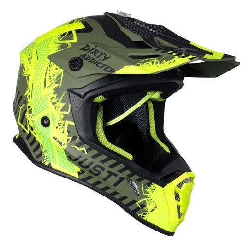 [J38065] CASCO MOTOCROSS J38 JUST1 MASK FLUO YELLOW BLACK  GREEN TALLA XL