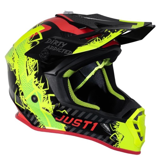 [J38059] CASCO MOTOCROSS J38 JUST1 MASK FLUO YELLOW RED BLACK TALLA L