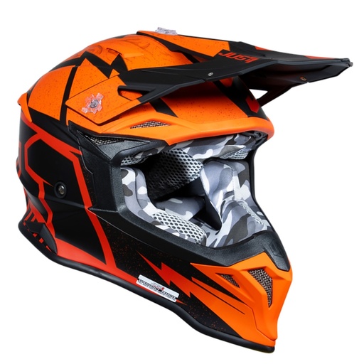 [J39087] CASCO MOTOCROSS J39 JUST1 POSEIDON FLUO ORANGE RED BLACK TALLA XL