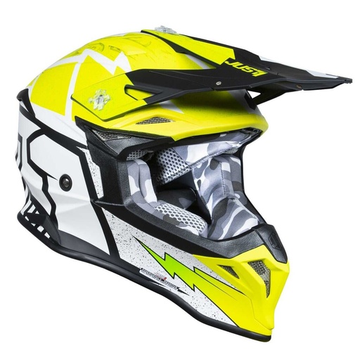 [J39077] CASCO MOTOCROSS J39 JUST1 POSEIDON FLUO YELLOW BLACK WHITE TALLA XL