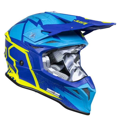[J39082] CASCO MOTOCROSS J39 JUST1 POSEIDON FLUO YELLOW BLUE TALLA XL