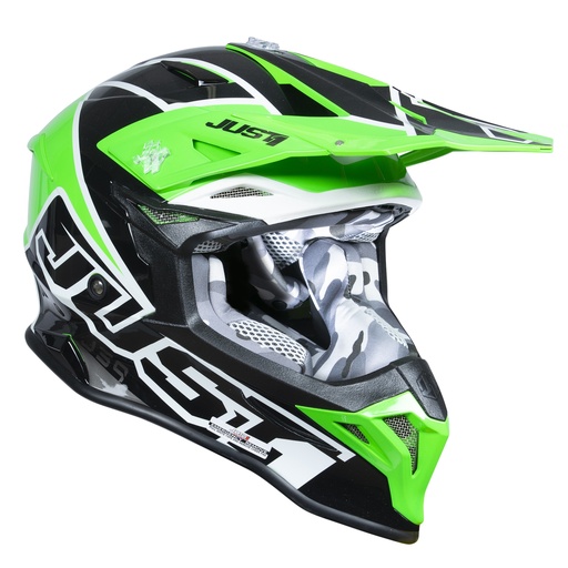 [J39008] CASCO MOTOCROSS J39 JUST1 THRUSTER BLACK WHITE FLUO GREEN TALLA XXL