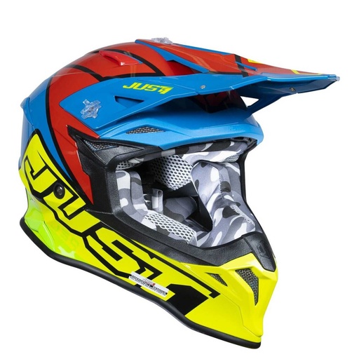 [J39092] CASCO MOTOCROSS J39 JUST1 THRUSTER FLUO YELLOW RED BLUE TALLA XL