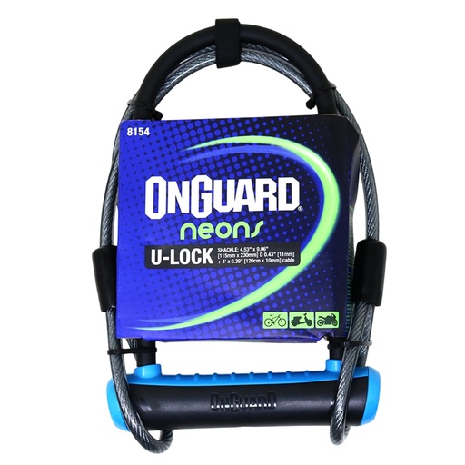 [8154BU] CERRADURA EN U ONGUARD 8154BU NEON CELESTE 120CM X 10MM       V-1 (-)