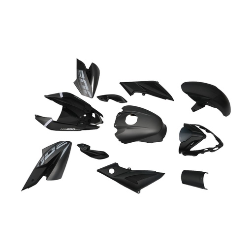 [MTC1023] KIT DE PLASTICOS COMPLETO MTC PULSAR NS200 NEGRO ROJO GRIS       - (VIA-A2)